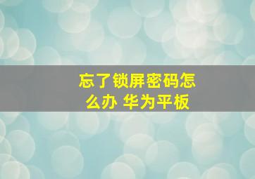 忘了锁屏密码怎么办 华为平板